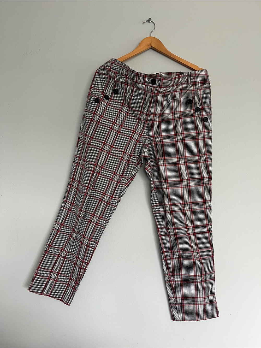 Veronica Beard Black, Gray and Red Plaid Pants
